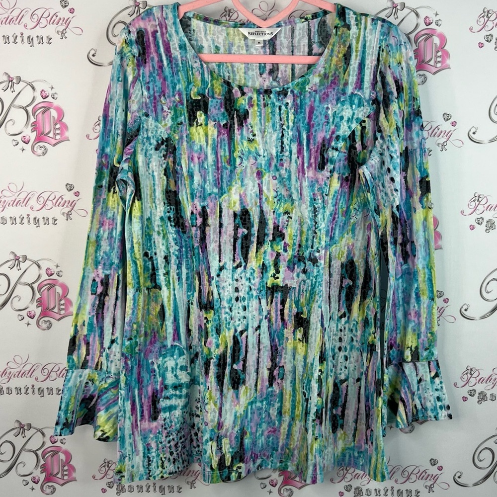 Northern Reflections long sleeve blouse paint style Multicolor Abstract Blouse